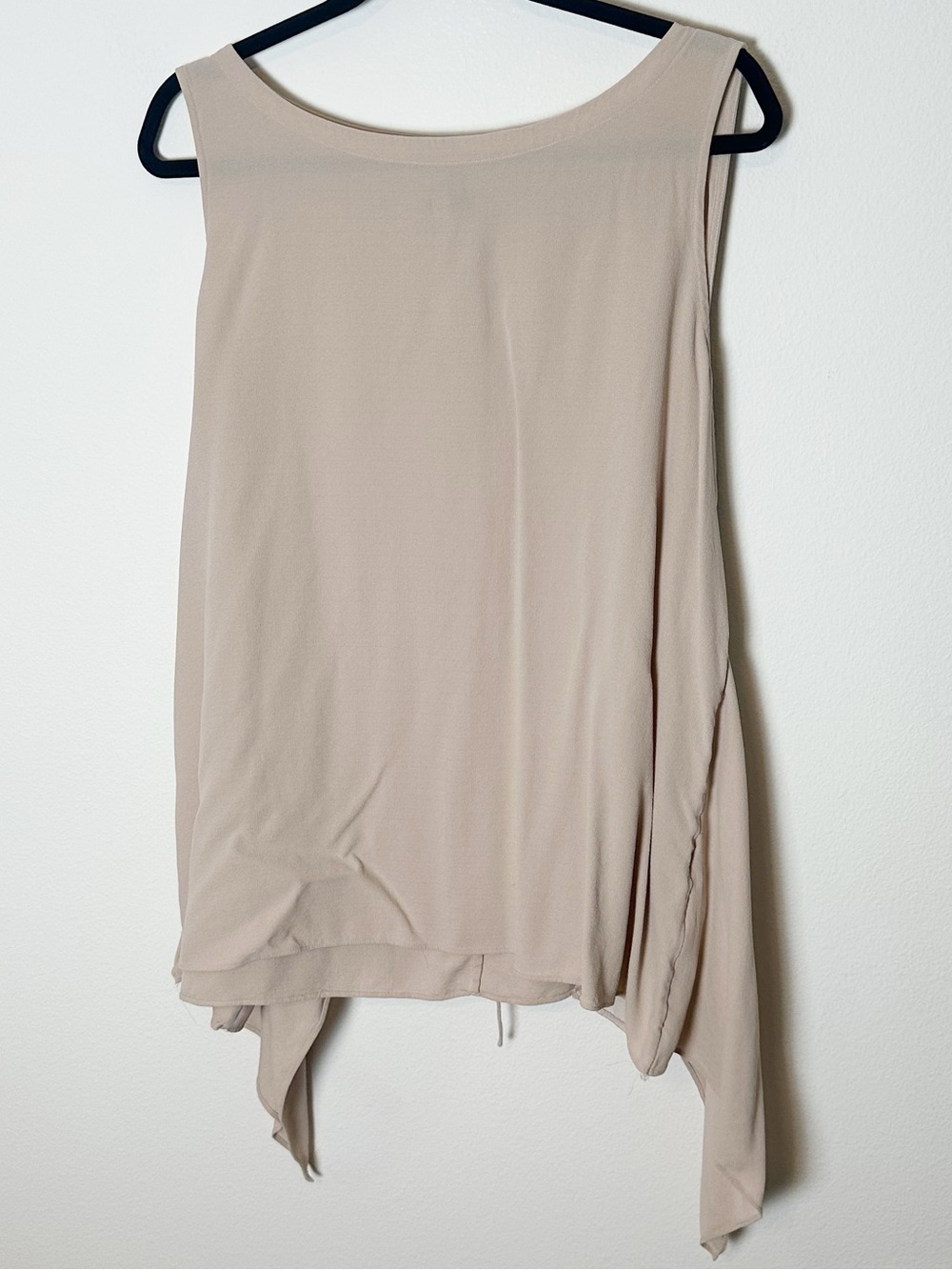 Eileen Fisher Boatneck Top 100% Silk Beige Tie Waist Extra Large - Picture 6 of 6